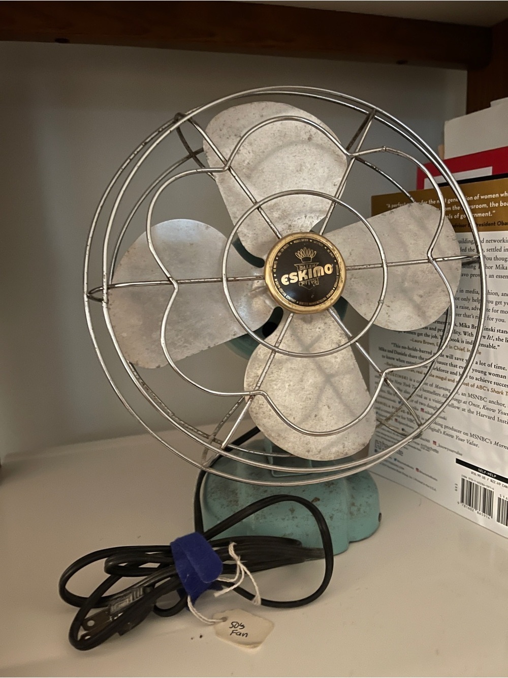 Vintage 1950’s Eskimo Metal Blade Electric Fan - Aqua Base